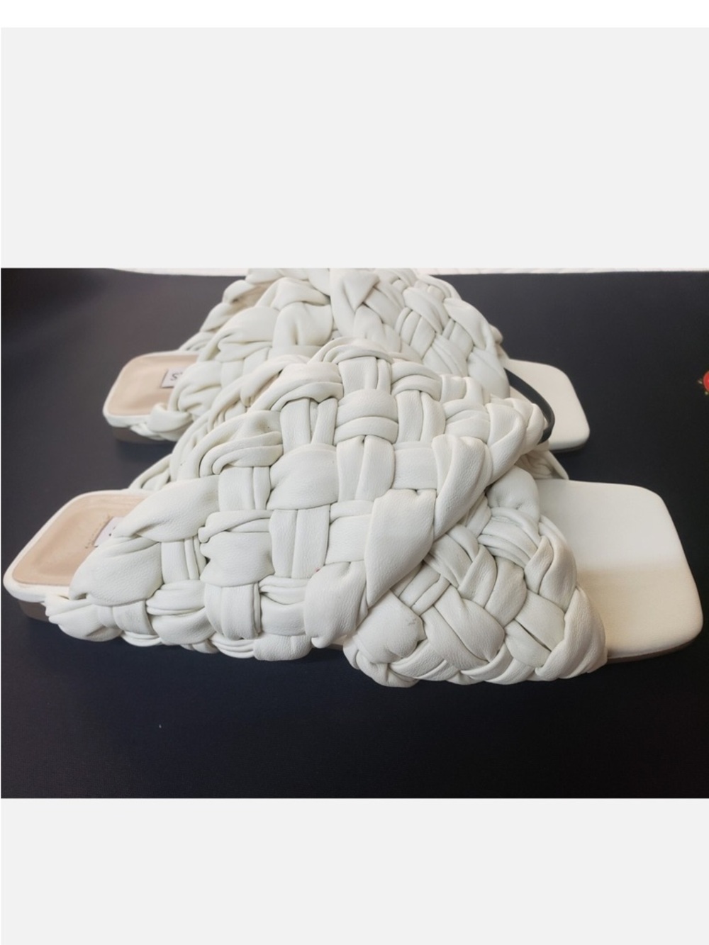 Steve Madden White Braided Slide Sandals size 6.5 BNWT